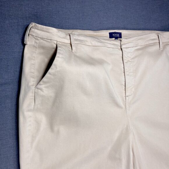 NYDJ Pants Womens Sz 20W Tan Khaki Marilyn Straight Leg Stretch Frayed Hem Ankle - Picture 4 of 16